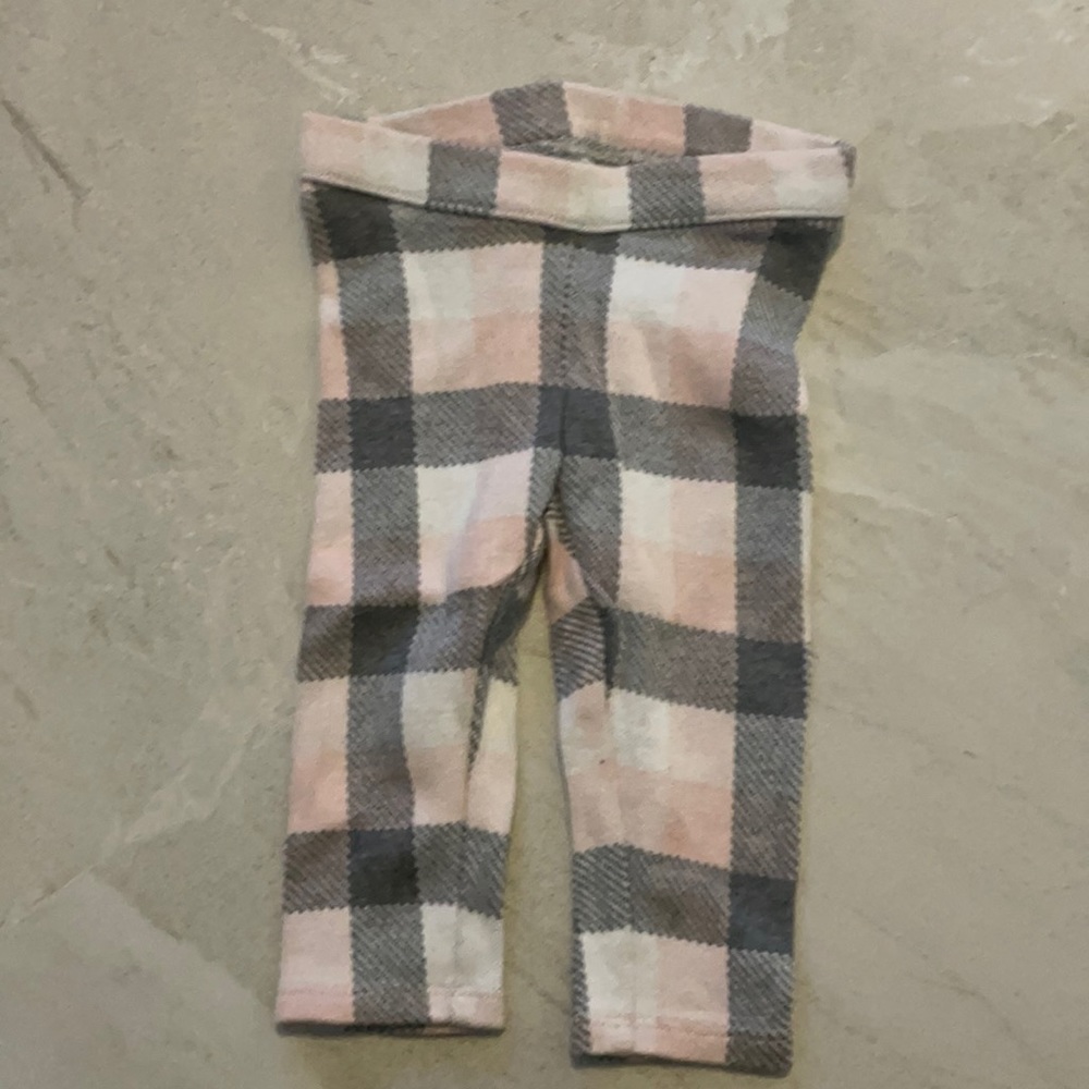 Janie and Jack light gray, white and baby pink leggings